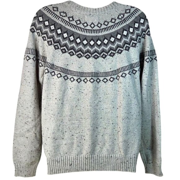 Weatherproof Vintage Gray Fair Isle Knit Sweater Med Crewneck Warm Womens - Picture 2 of 6
